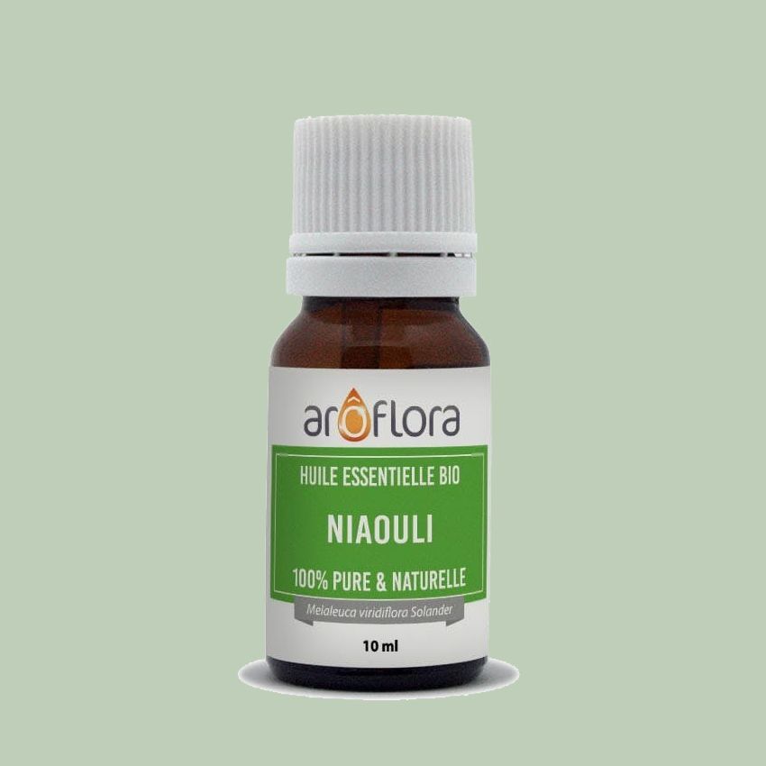Aceite esencial de Niaouli 10 ml en botella ámbar.