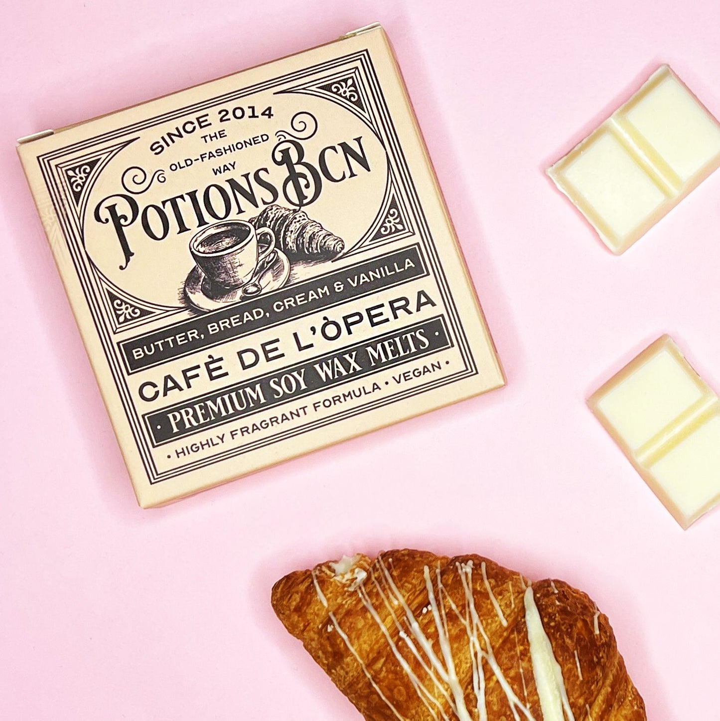 Wax Melt Cafè de l’Òpera con aroma dulce a brioche, crema y vainilla.