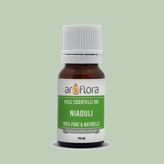 Aceite esencial de Niaouli 10 ml en botella ámbar.