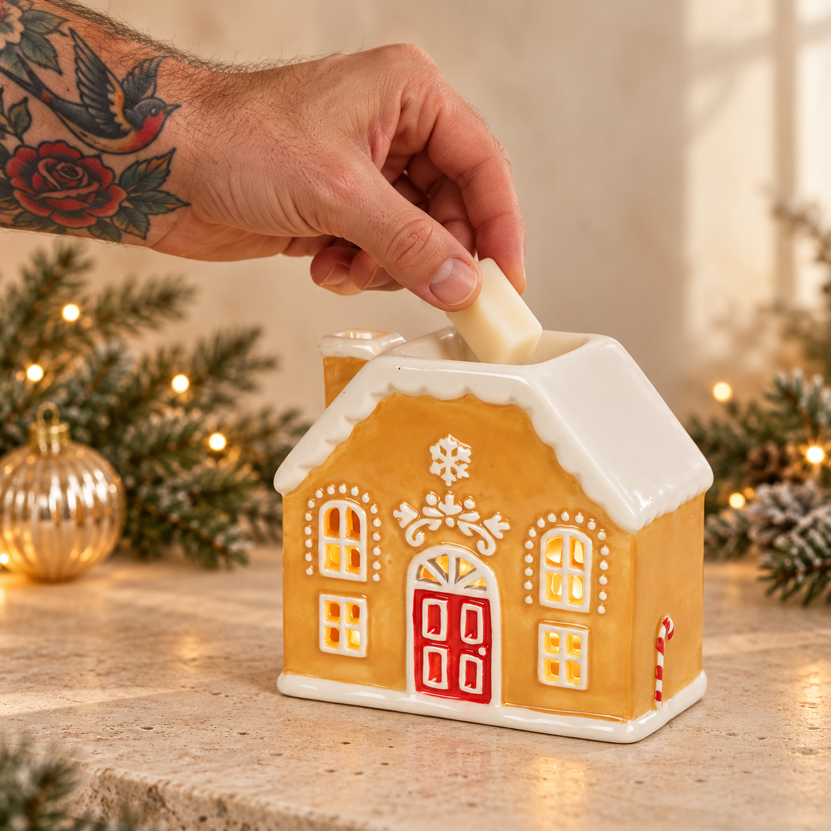 Quemador de wax melts · Casita de jengibre