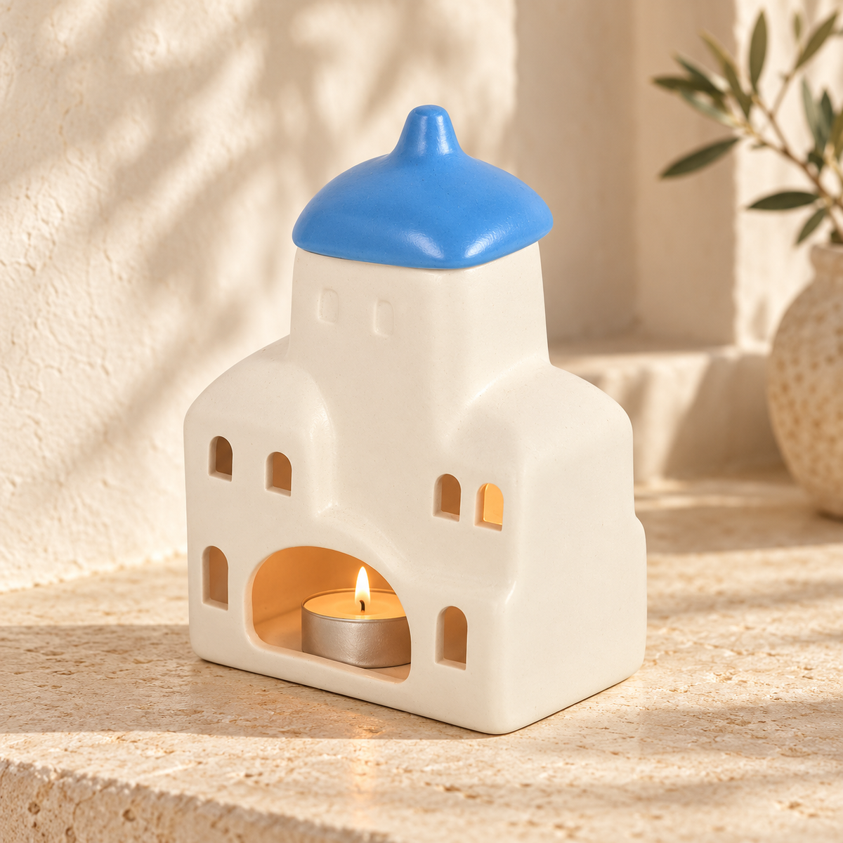 Quemador de wax melts · Casita mediterránea