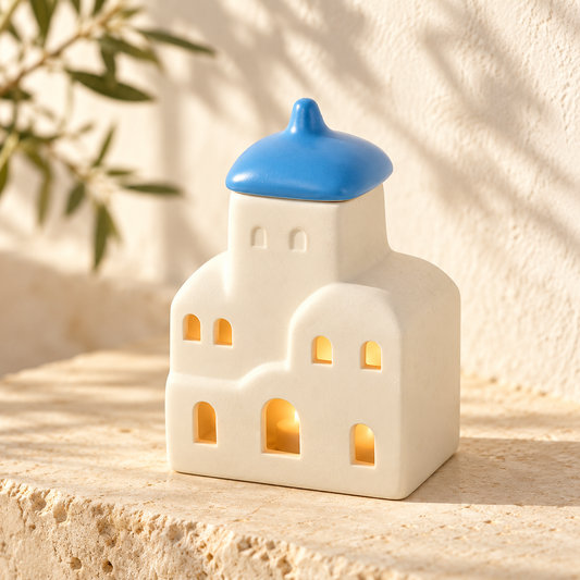 Quemador de wax melts · Casita mediterránea