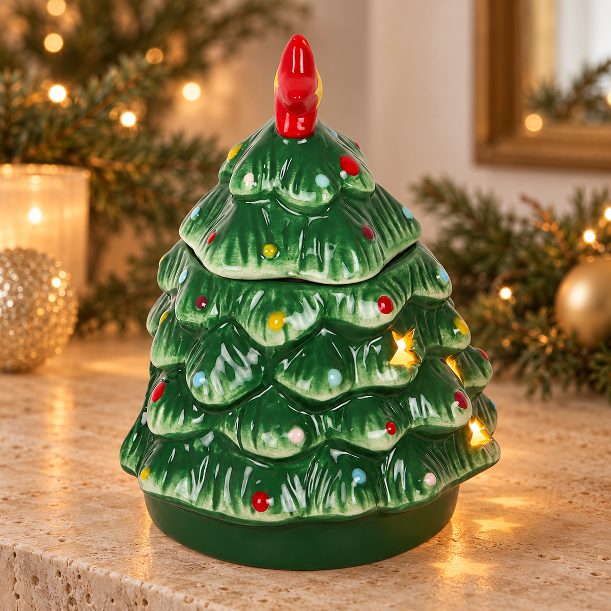 Quemador de wax melts · Árbol de Navidad