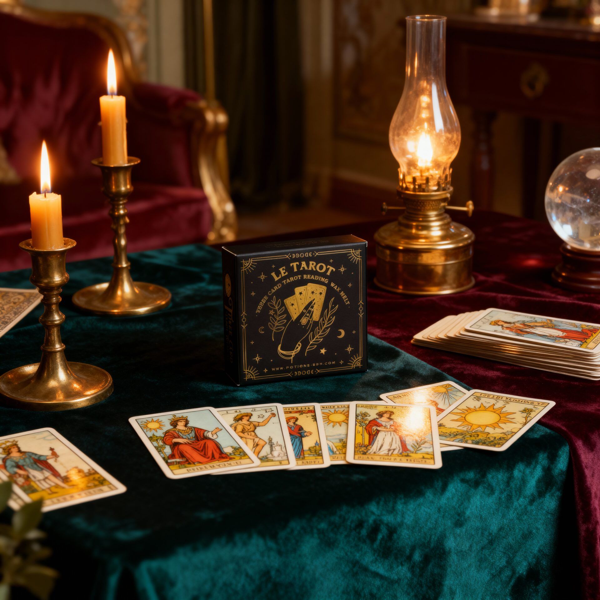 Tarot Wax Melt con aroma místico y 3 mini cartas de tarot en su interior.