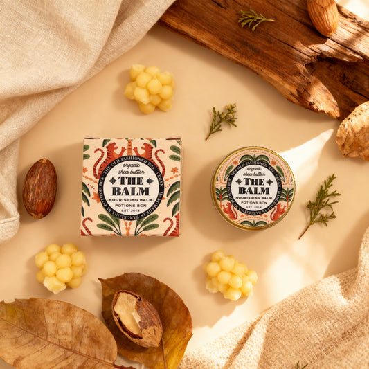 Bálsamo multiusos THE BALM de Potions BCN en lata reutilizable de 15 g.